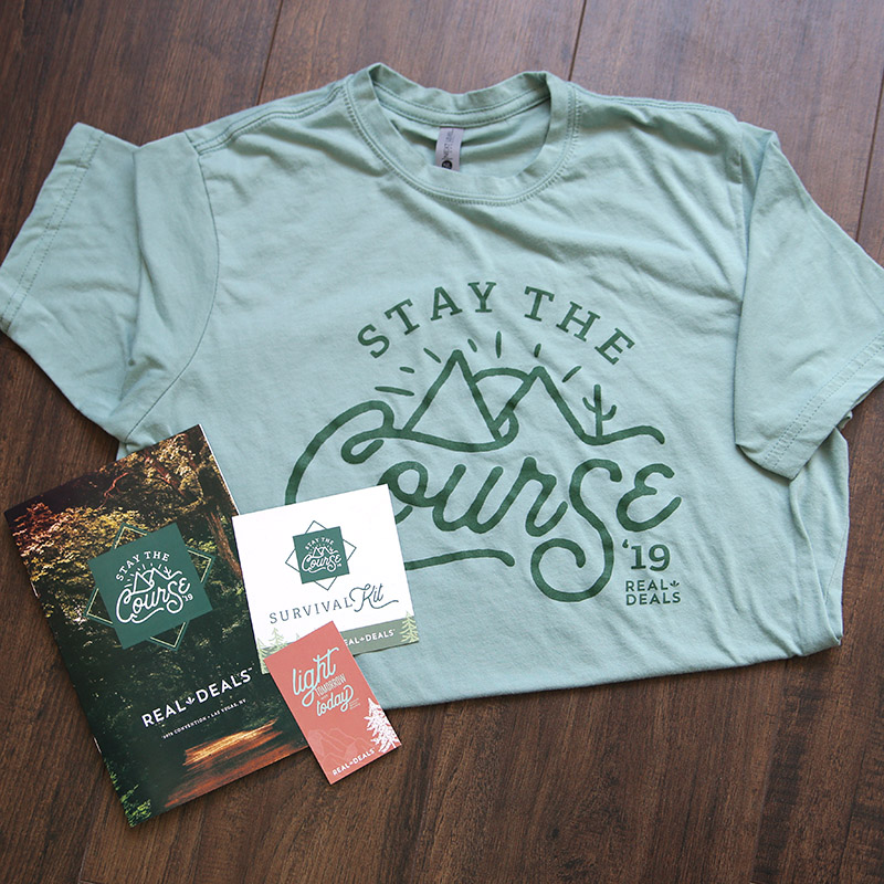 T-shirt and print materials for Real Deals Convention