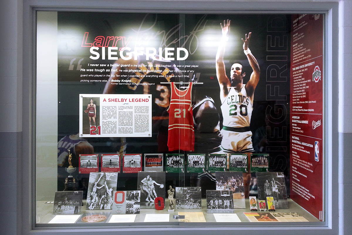 Larry Siegfried tribute display at Shelby High School